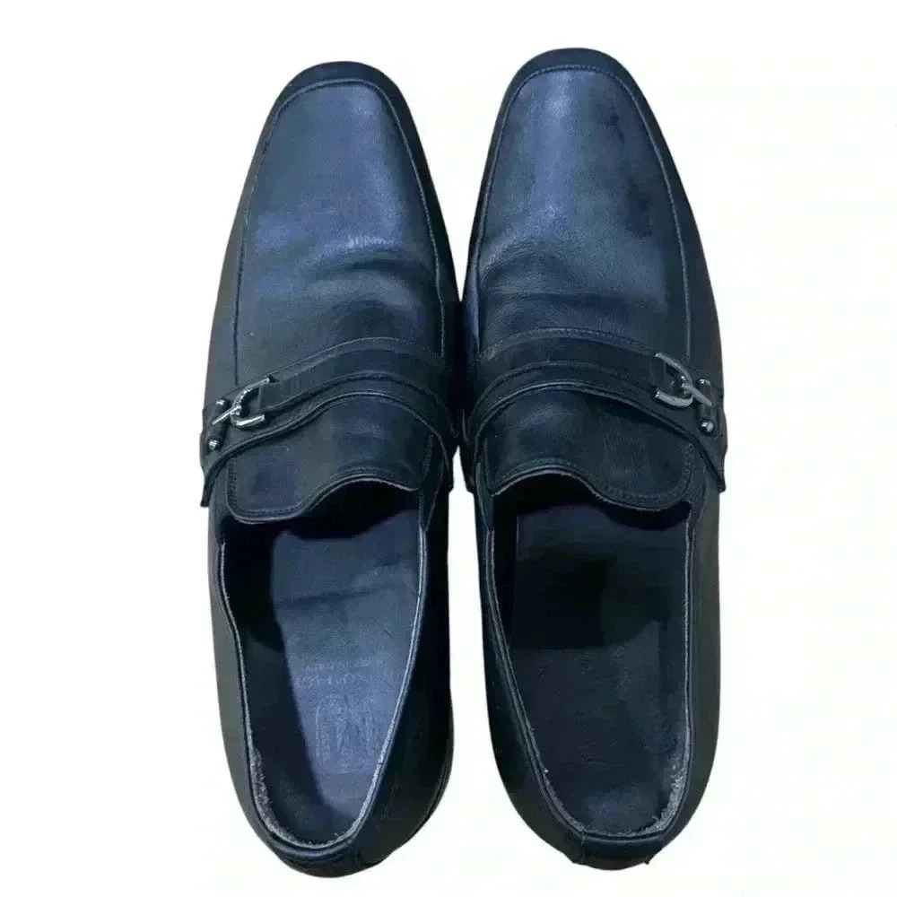 Bruno Magli Pitto Mens Black Leather Loafers & Slip Ons Casual Shoes 9.5 EUC - Picture 8 of 14